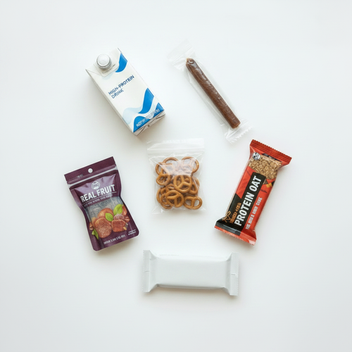 The Champion Pack snacks flat lay